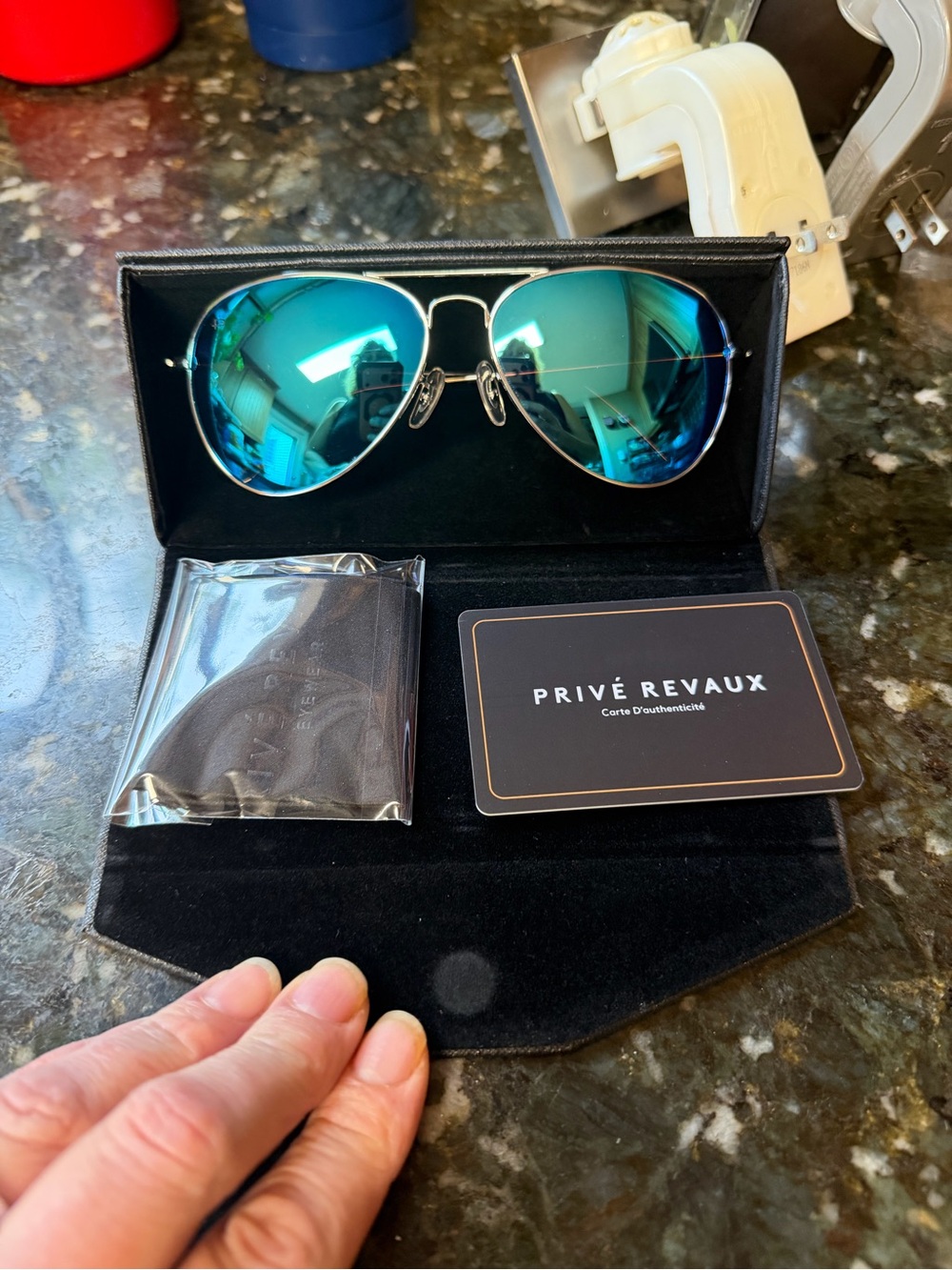 Prive Revaux women’s Aviator Sunglasses - Silver Frame with Blue Mirror Lenses